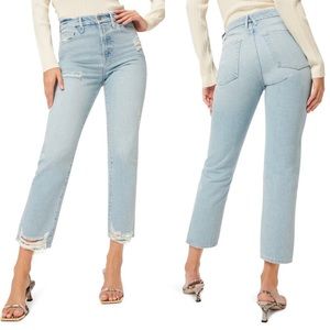 NWT Good American Good Boy Straight Leg Jeans Distressed Vintage Curvy Sz 2/26